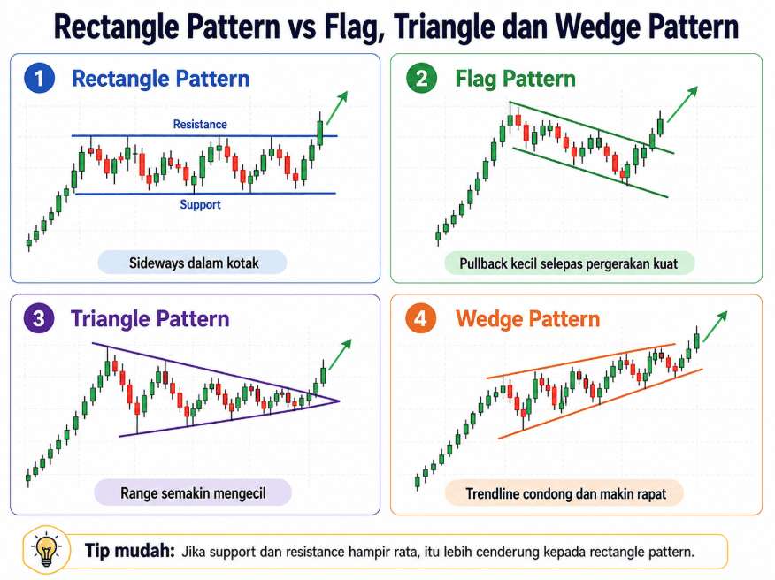 Rectangle Vs triangle Vs Wedge Vs Flag Pattern